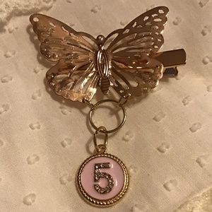 Gold butterfly hair clip with Austrian crystal 5
